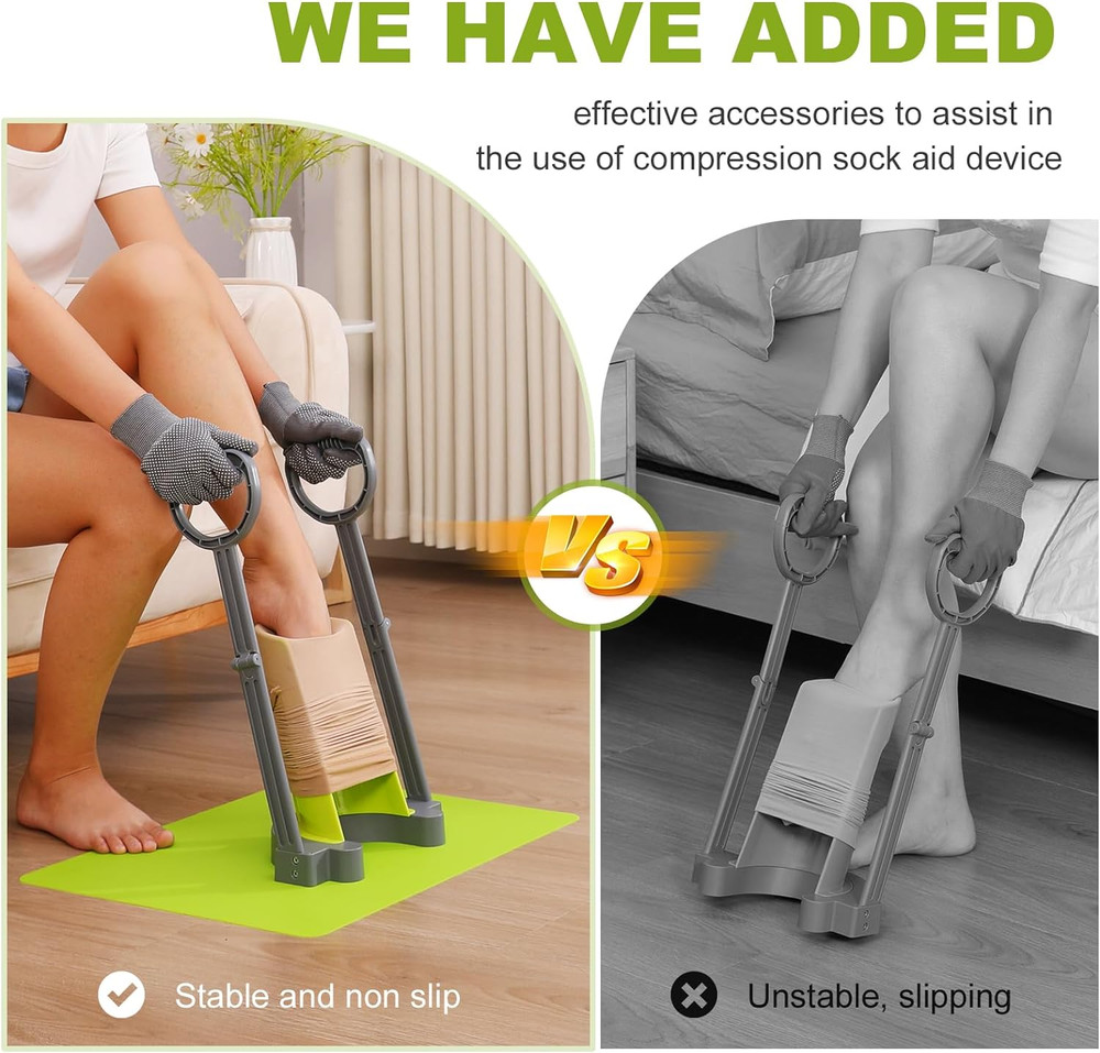 Compression Sock Aid Device with Silicone Anti Slip Mat, Sock Assistant Device