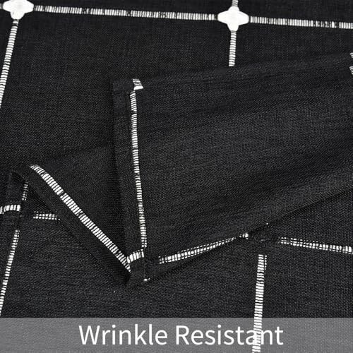 Linen Table Cloth Black Christmas 120" x 53" (Rectangular) Plaid Black