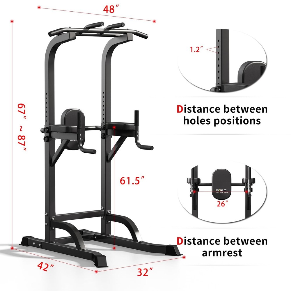 Power Tower Pull Up Bar and Dip Station, Multi-Function Home Gym, Strength Tr...