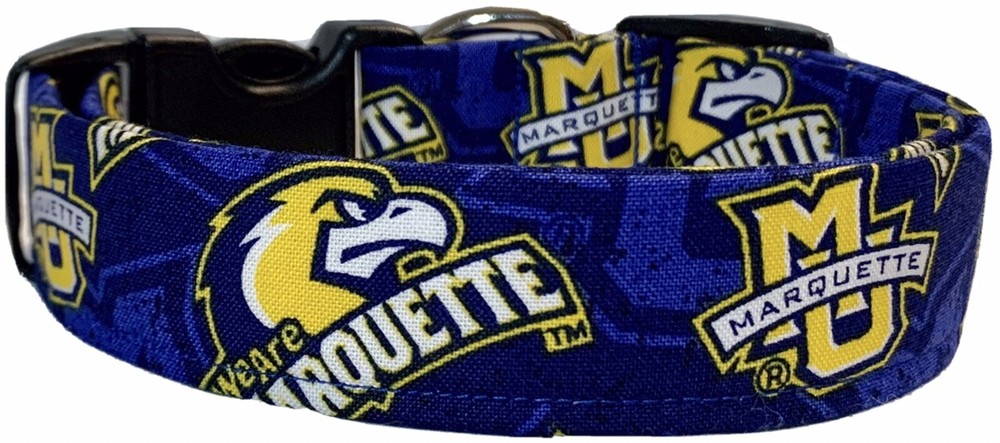 Blue Marquette University Logos Handmade Dog Collar