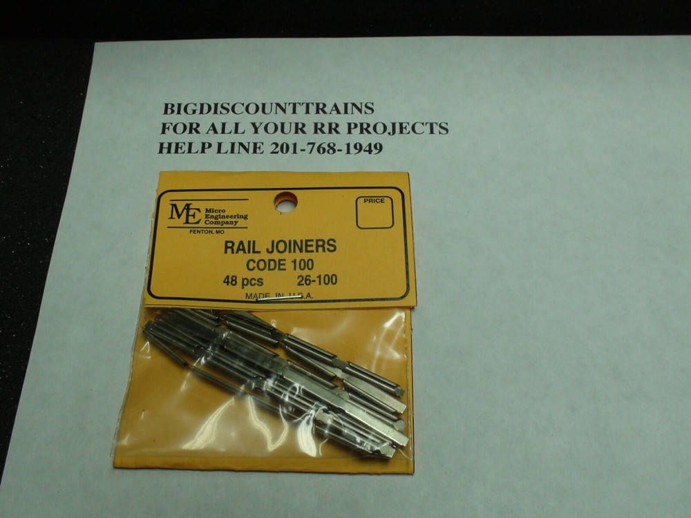 MICRO ENGINEERING #26-100 48PC RAIL JOINERS HO CODE 100 BIGDISCOUNTTRAINS