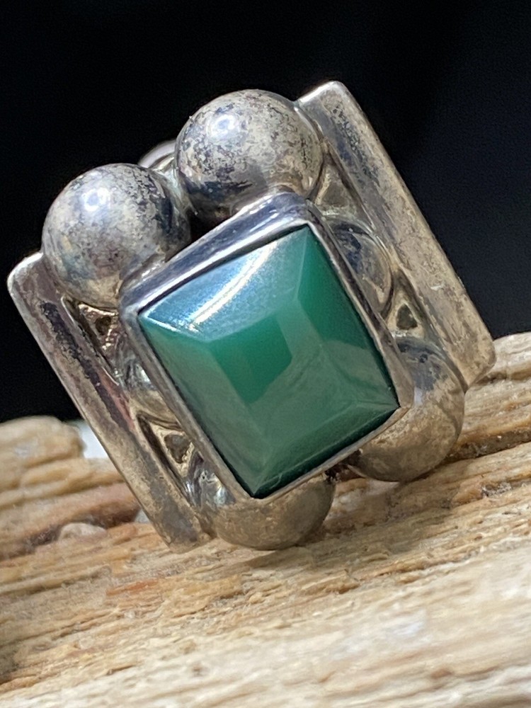 925 Mexico Silver Green Stone Earrings