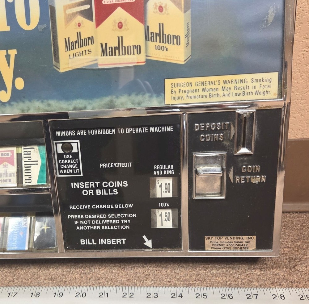 Cigarette vending machine control panel heavy chrome metal - vintage old time