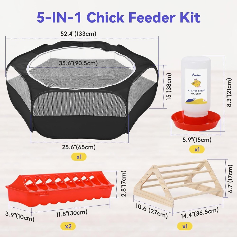 Durable 5-in-1 Chicken Brooder Box: Waterproof and Breathable, Modern Design