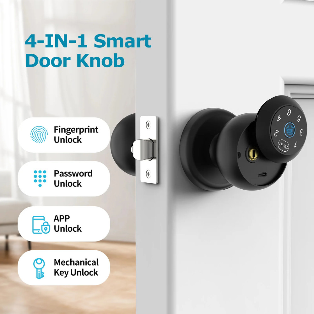 New Smart Door Lock Fingerprint App Passcode Touchscreen Handle FastShipping