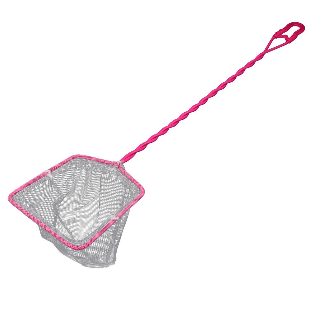 Aquarium Betta Tank Plastic Rectangle Frame Fish Skimming Net Pink 5inch Width