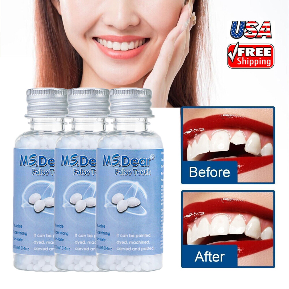 3pcs False Teeth Solid Glue Temporary Tooth Repair Moldable Teeth Gap Filler