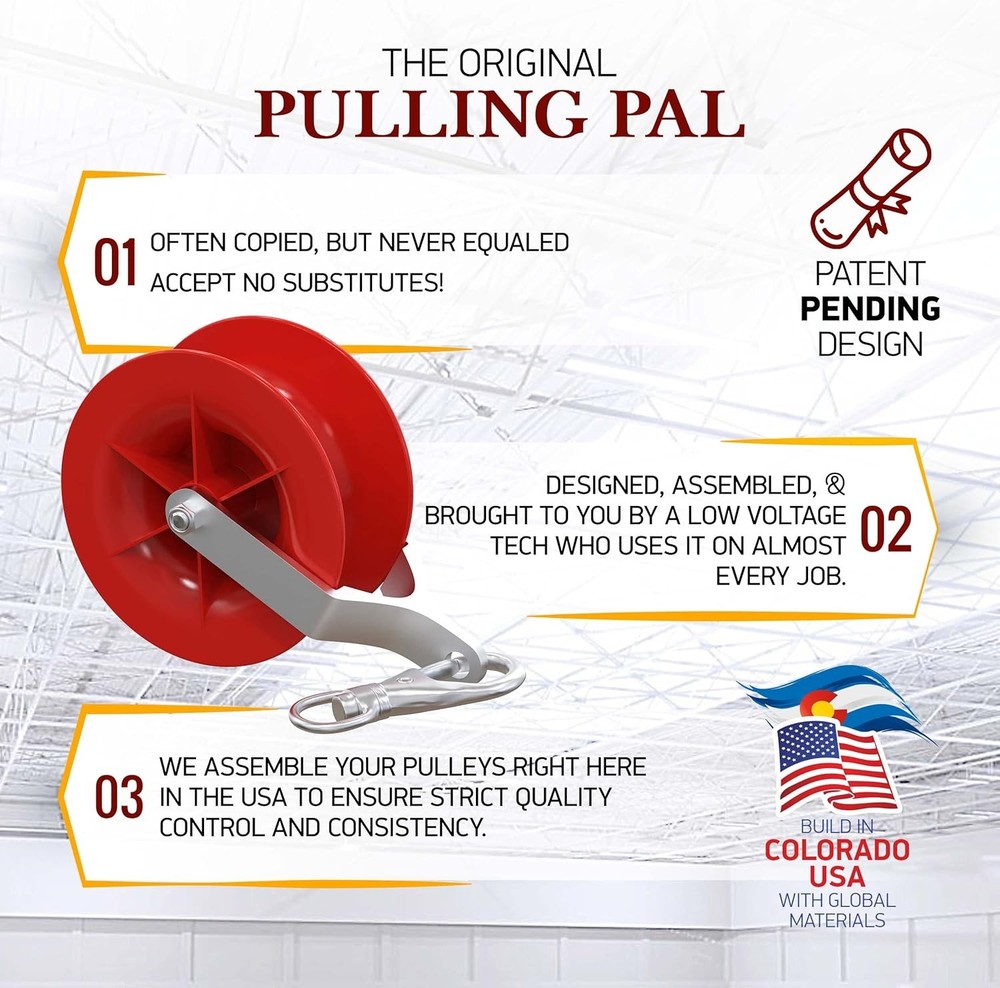 Pulling Pal - Low Voltage & Network Cable Installation Pulley. The Best Cat5e &