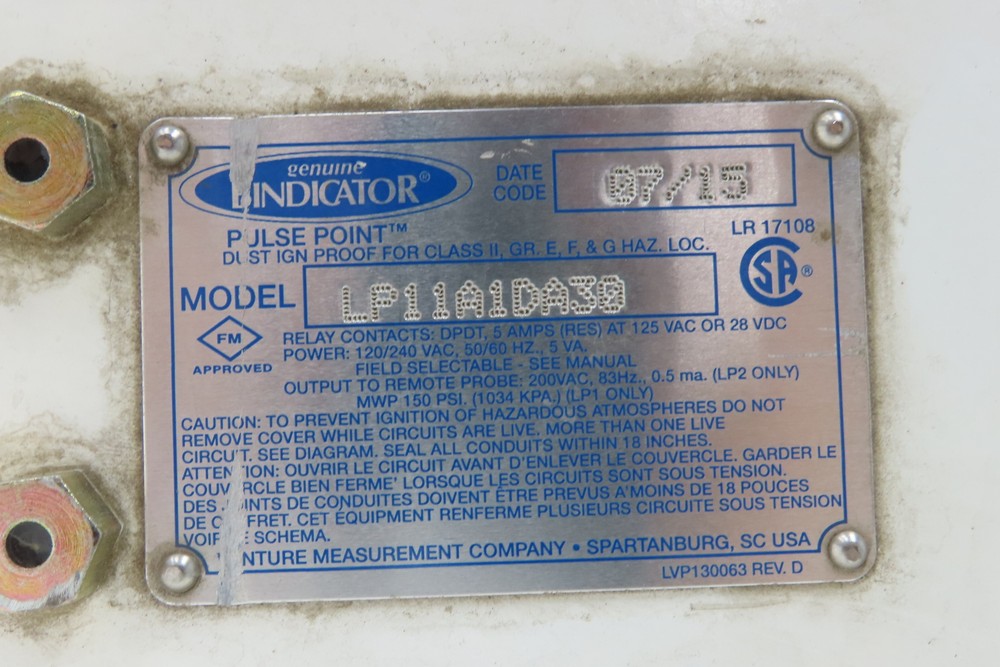 Bindicator LP11A1DA30 Pulse Point Vibrating Fork Level Sensor 18" Probe 8"Flange