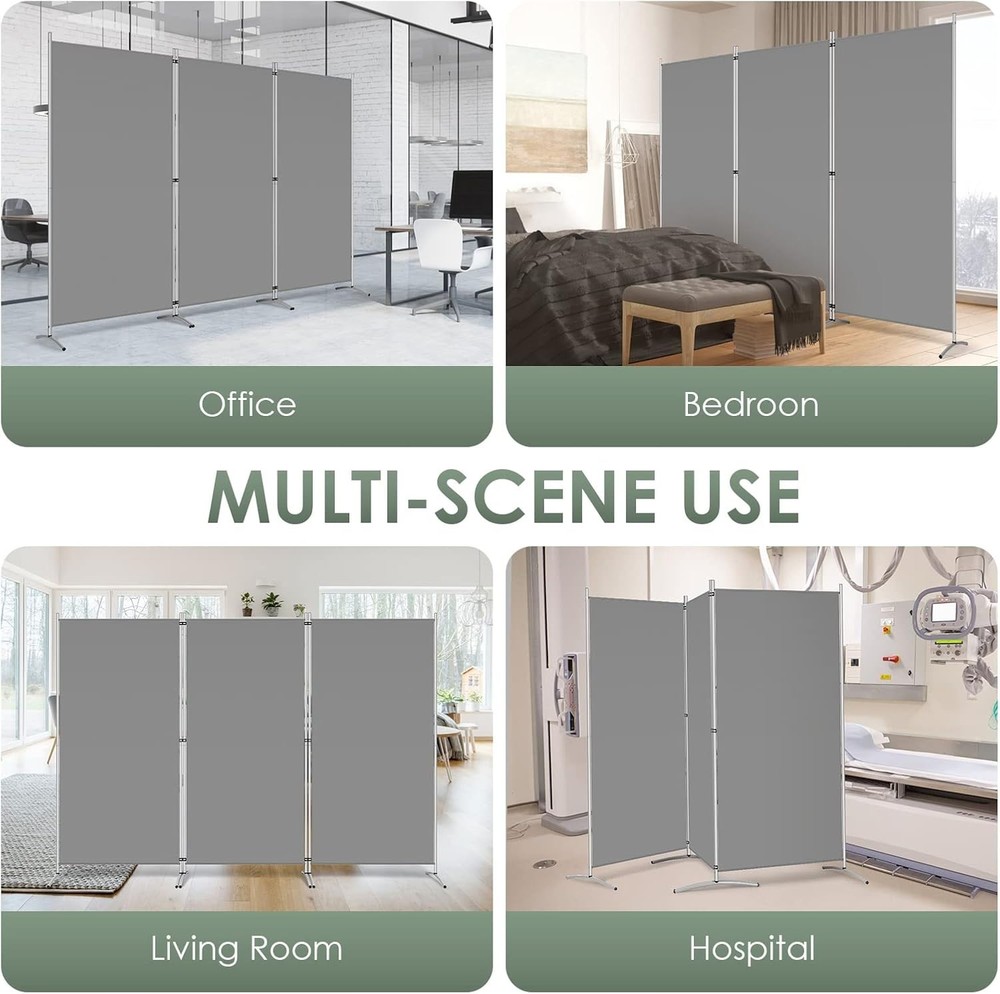 Lightweight 3-Panel Room Partition | 102''W Freestanding Divider for Flexibility
