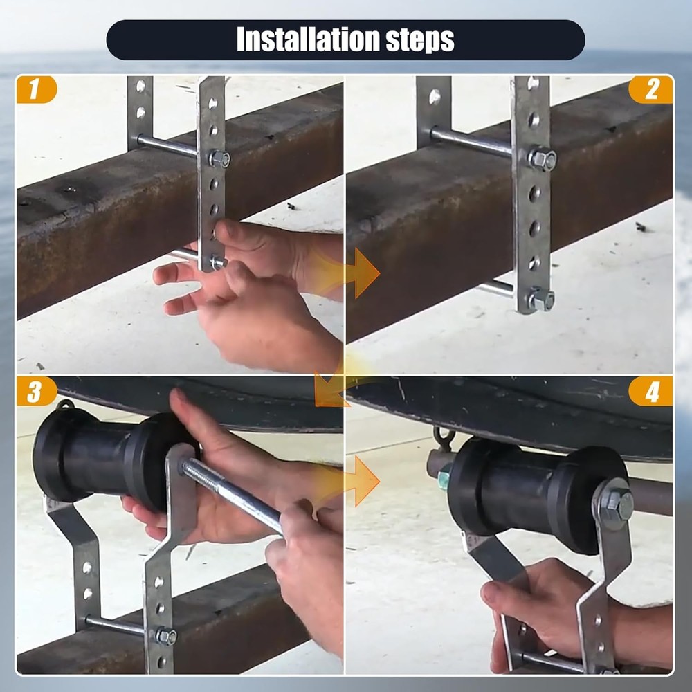 Updated 5" Boat Trailer Rollers with Brackets Black Adjustable Keel Roller Ass.