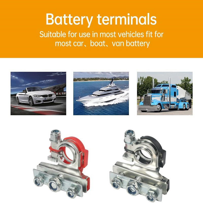 2PCS Battery Terminal Connectors Top Post Battery Wire Cable Terminals Clamp Set