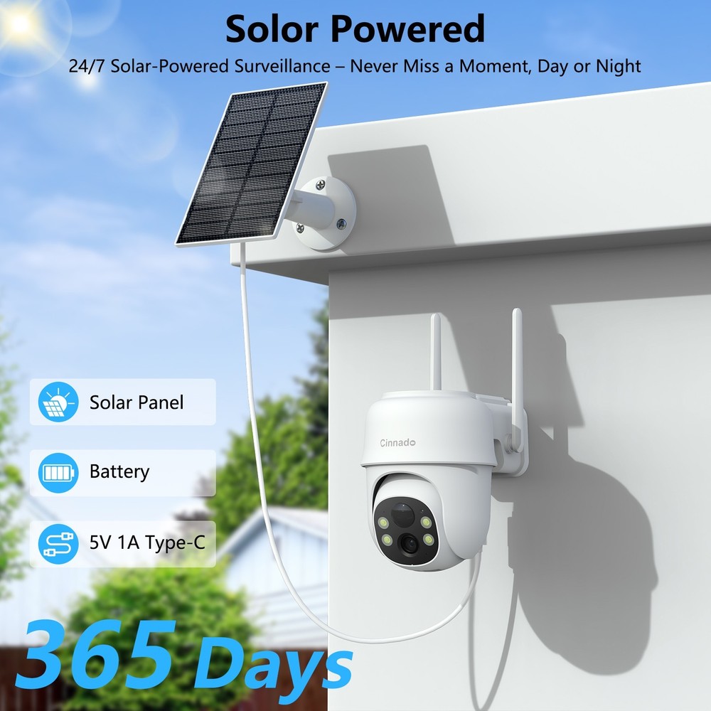 4Pack 2K Wireless Security Camera Solar Panel Color Night Vision 3MP Outdoor Cam