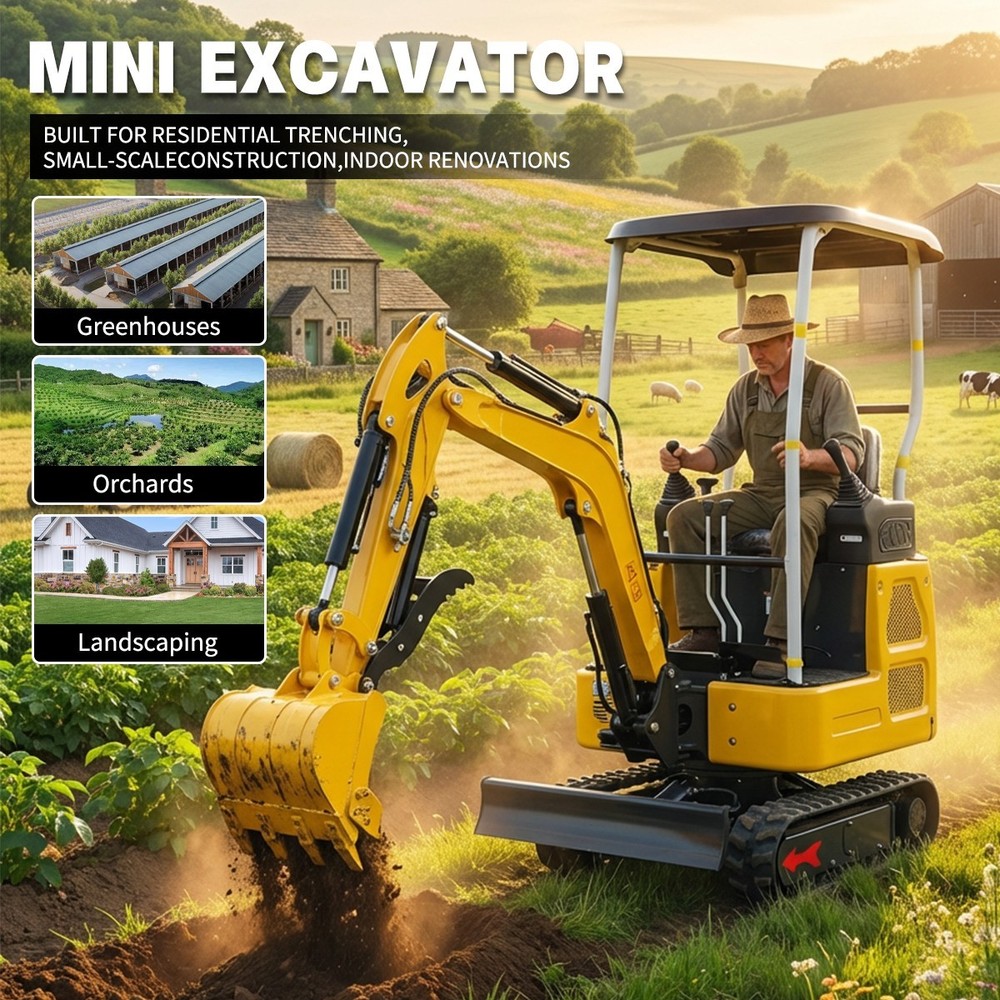 1.8T Mini Excavator Kubota D722 Diesel Engine, Side Swing & Extendable Tracks