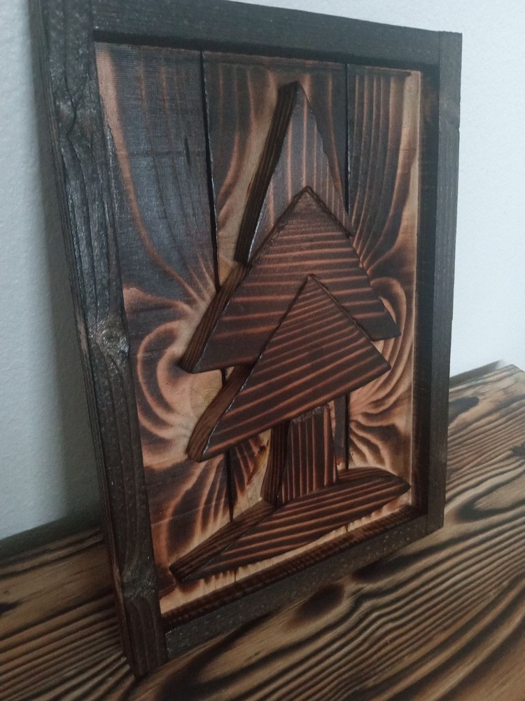 Rustic Pine Tree Wood Art Modern Farmhouse Pyrography
