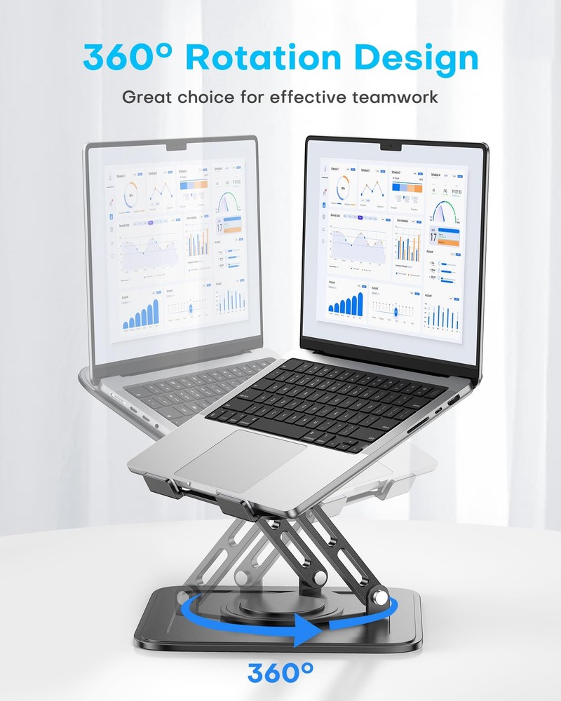 LOXP Adjustable Laptop Stand, Computer Stand with 360 Rotating Classic Black