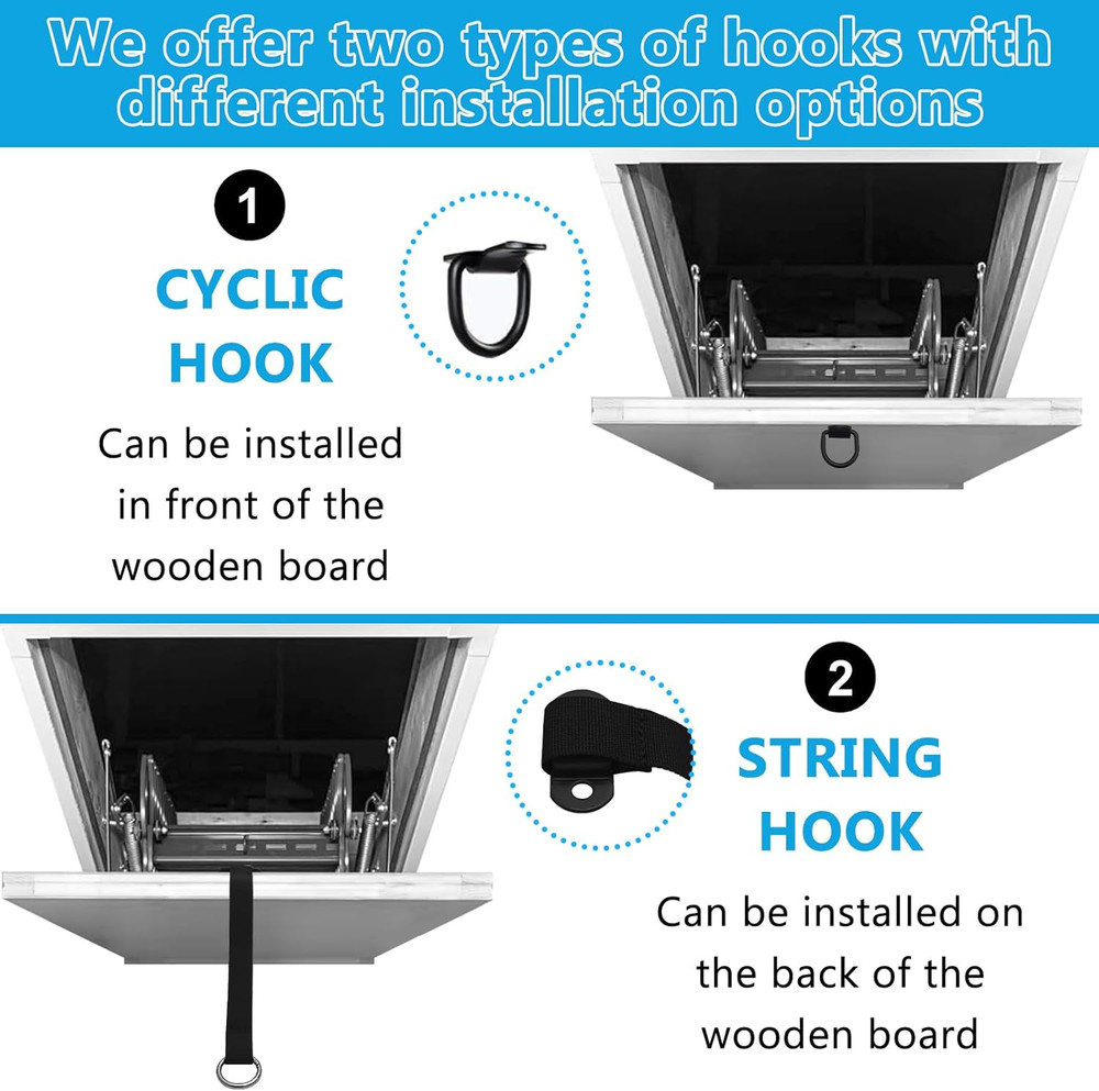 Attic Pull Down System Kit – Extendable Attic Stairs Pull Down Hook Pole with...