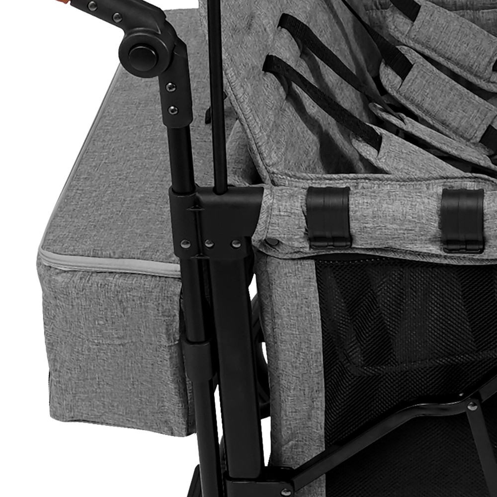 Wagon Stroller Push Pull Collapsible with Canopy for 4 Kids 0-6 Years Grey Black