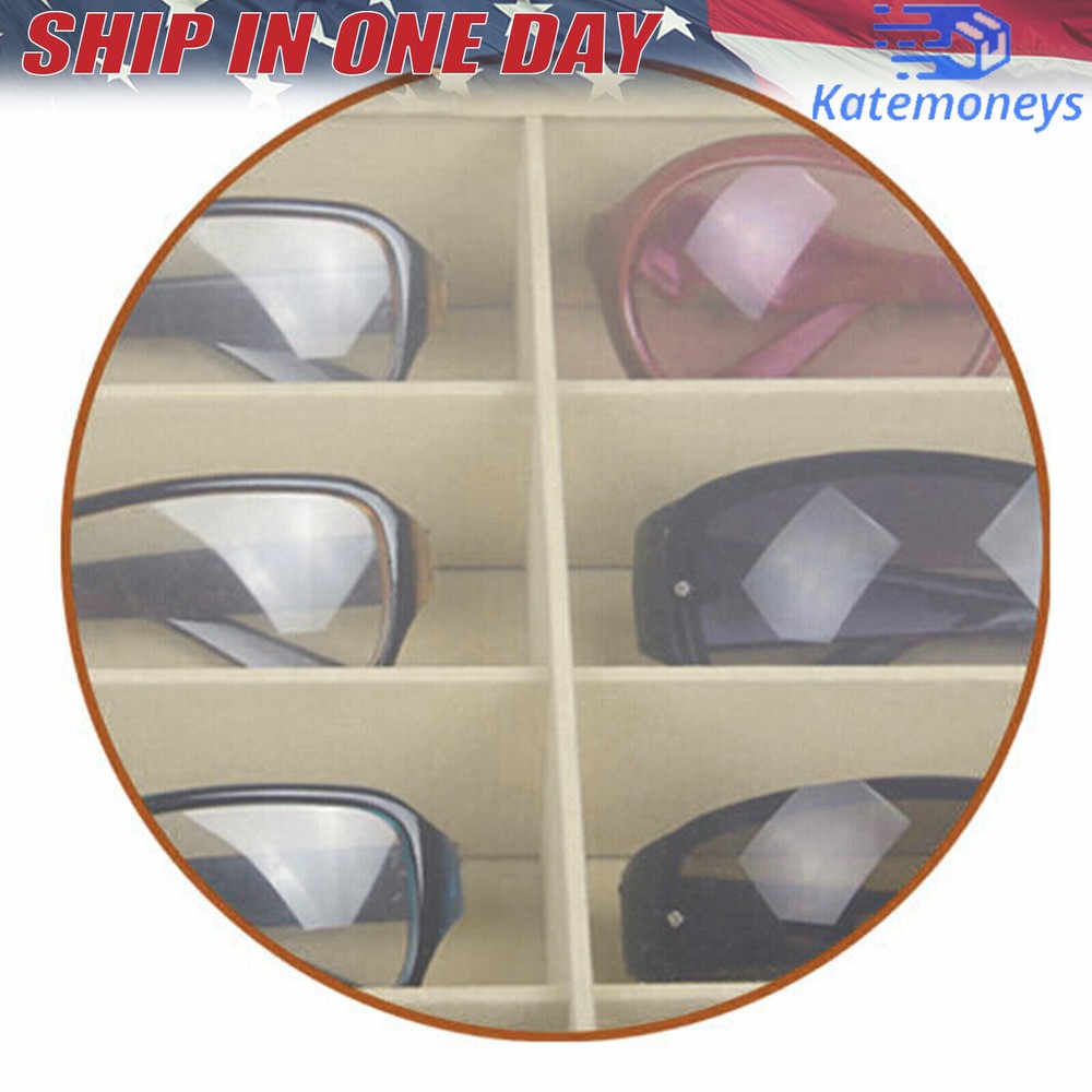 24 Slots Glasses Box Display Storage Case Organizer Leather For Sunglasses NEW
