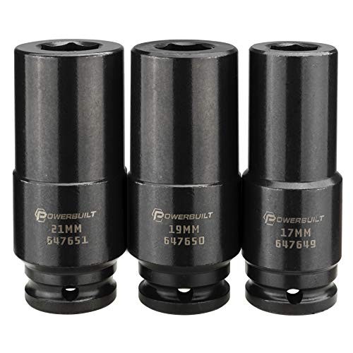 3 Piece Crank Bolt Socket Set, 17mm/ 19mm/ 21mm Harmonic Balancer Socket Set