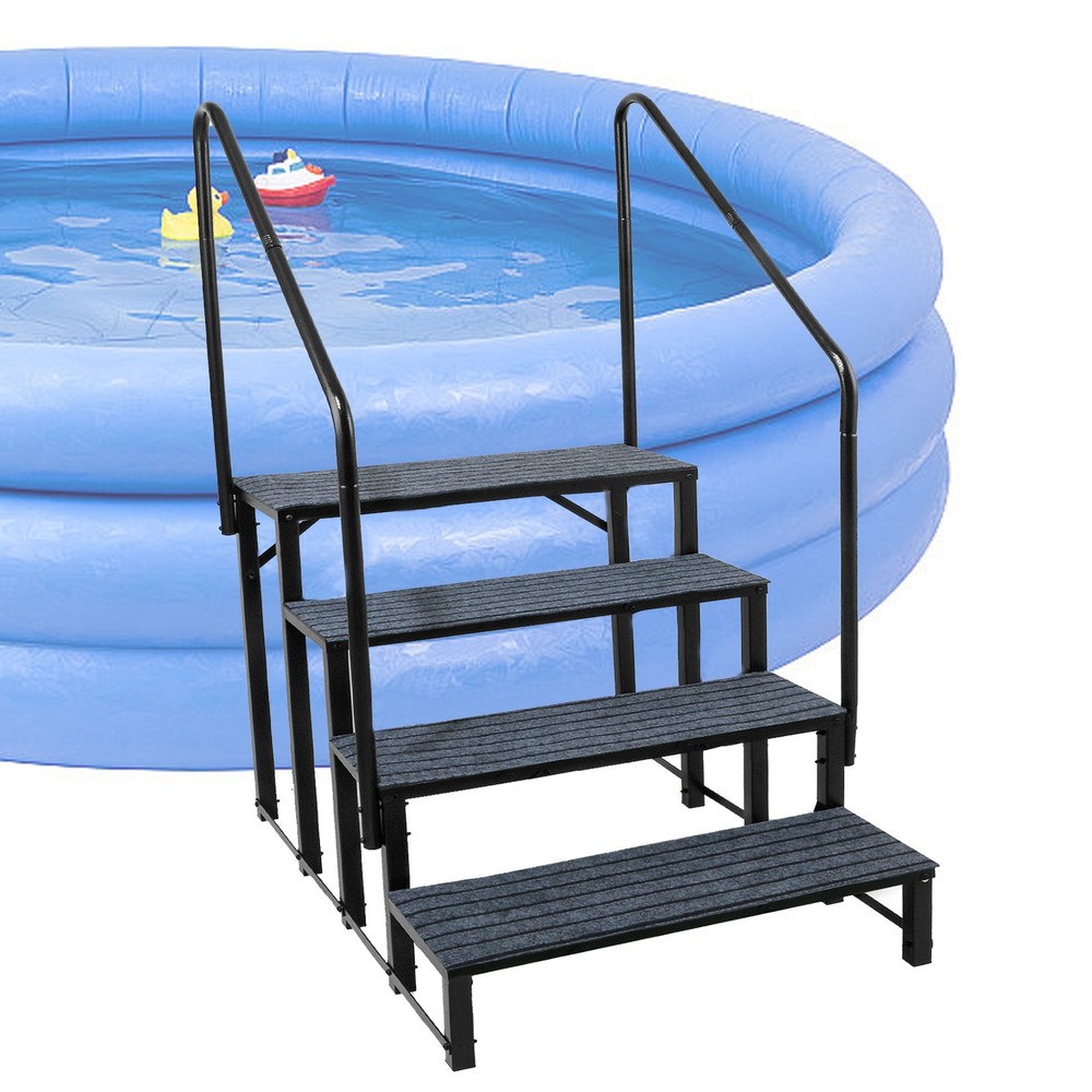 4 RV Steps with Handrails 4th Wheel Hot Tub Steps Anti-Slip RV Stair Step Ladder