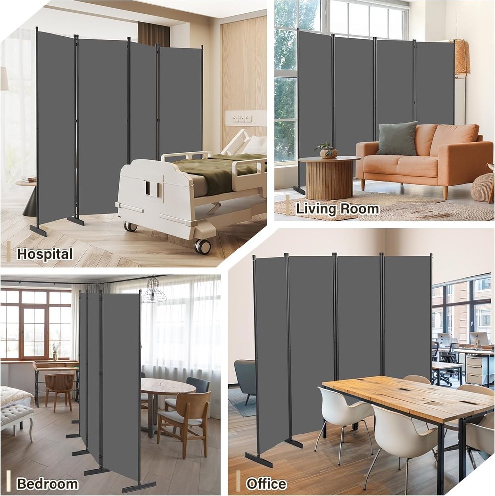 Room Divider 4 Panel 80" W Portable Wall Divider Room Separation Freestanding