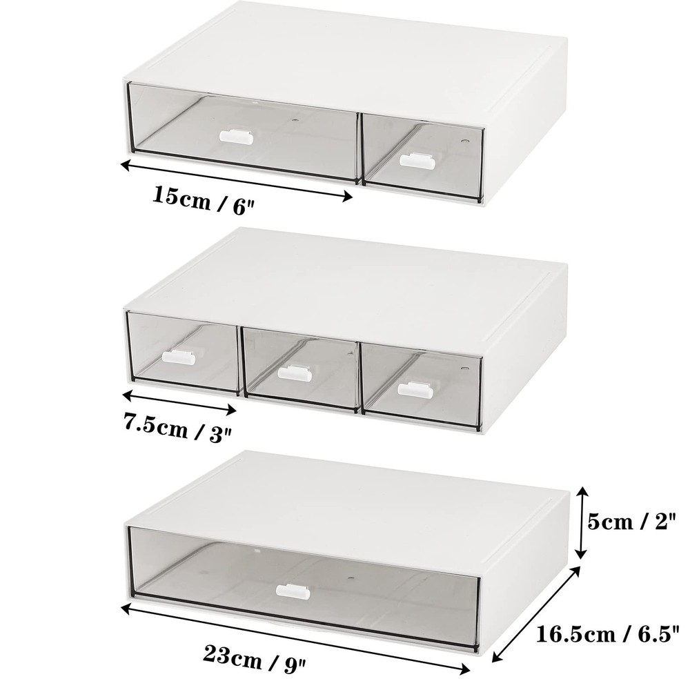 Lyellfe 3 Tier Small Desk Organizer with Drawer, Stackable Desktop Storage Bo...