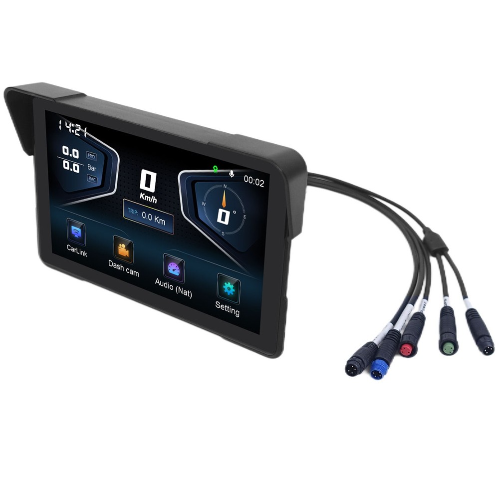 7 Inch Motorcycle Navigation GPS Wireless Carplay Android Touch Screen + TPMS