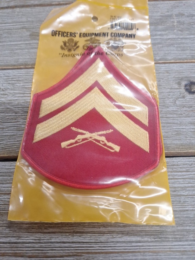 OFC USMC Corporal Chevrons Red Patches