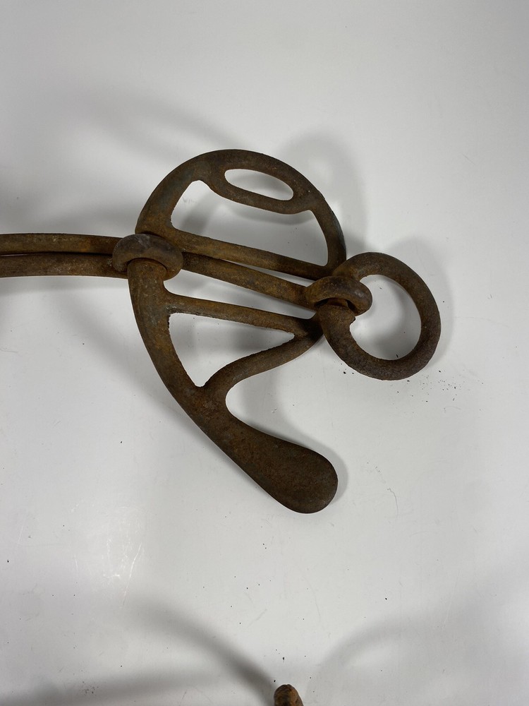 2 Antique Cast Iron Horse Bits Hand Forged