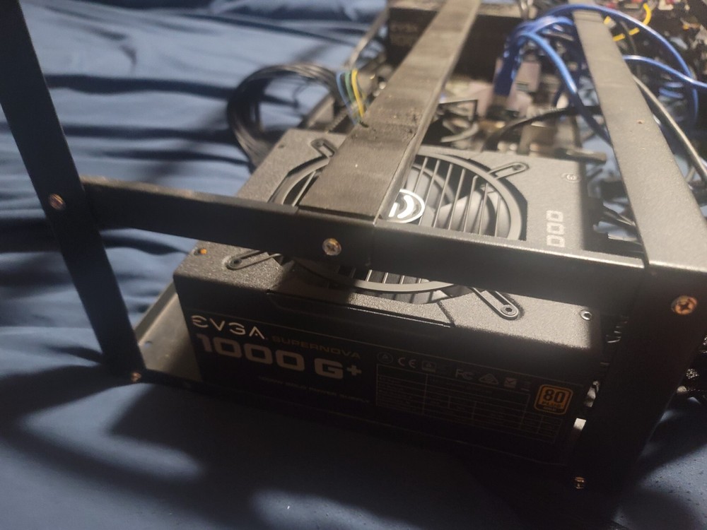 Barebones Mining Setup with Frame, Risers, (2) 1000W PS, Motherboard, Processor
