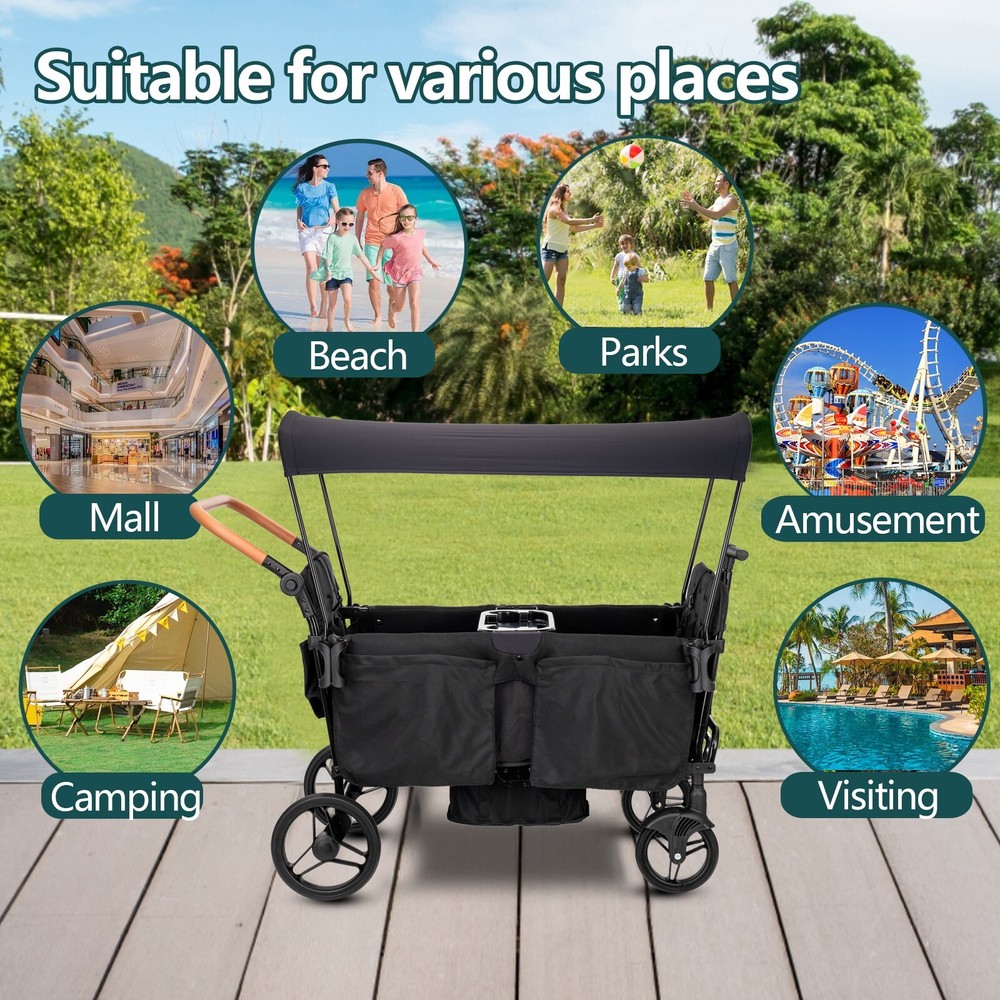 Wagon Stroller for 4 kids Lightweight folding baby stroller