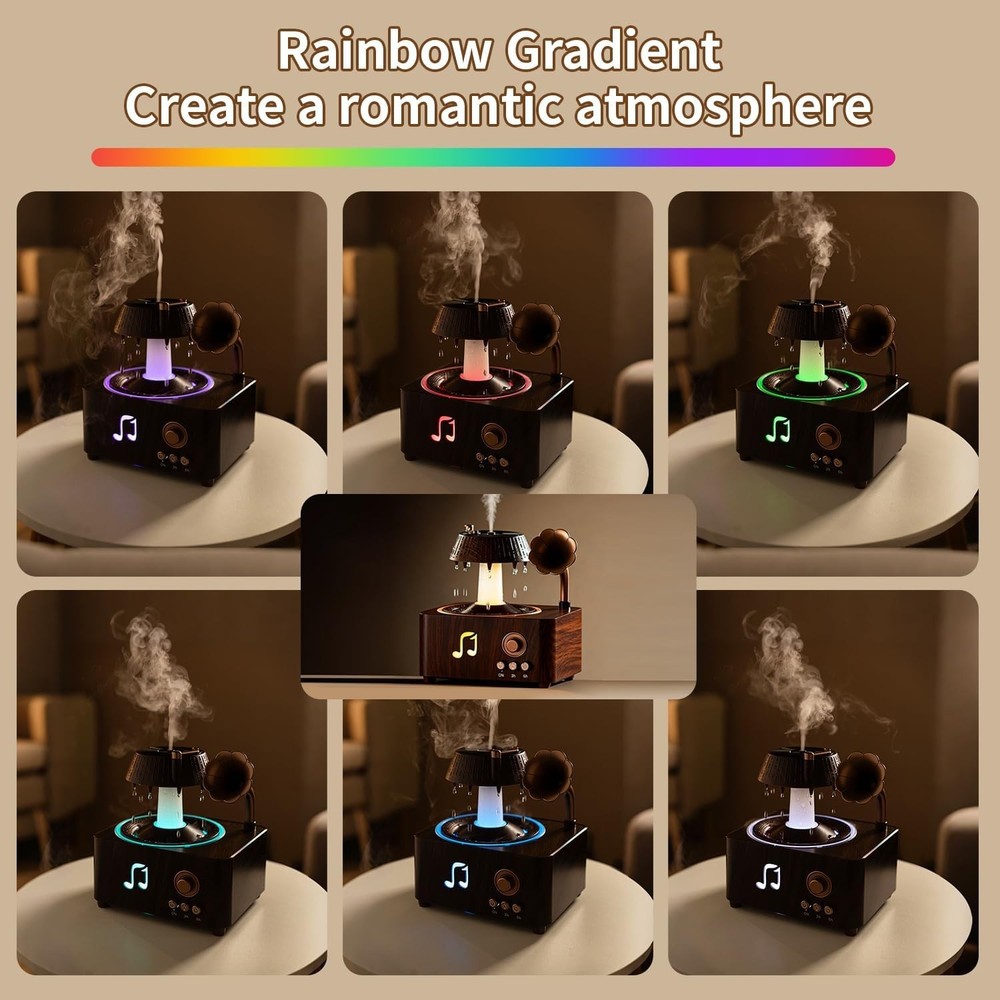 250ml Aromatherapy Diffuser Humidifier, Ultrasonic Rain Mist, Remote, Dark Wood