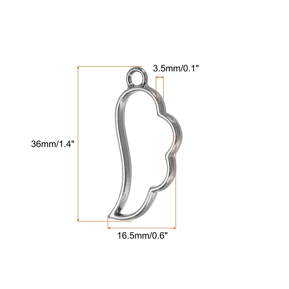 Open Alloy Rear Beast Pendants, 10pcs Wing Cable Size, Black