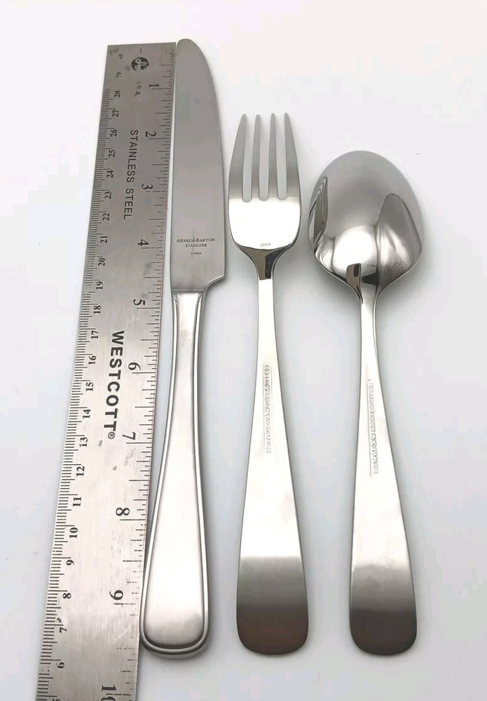 Reed & Barton Unison 3 Piece Place Set 18/10 Stainless Flatware Glossy