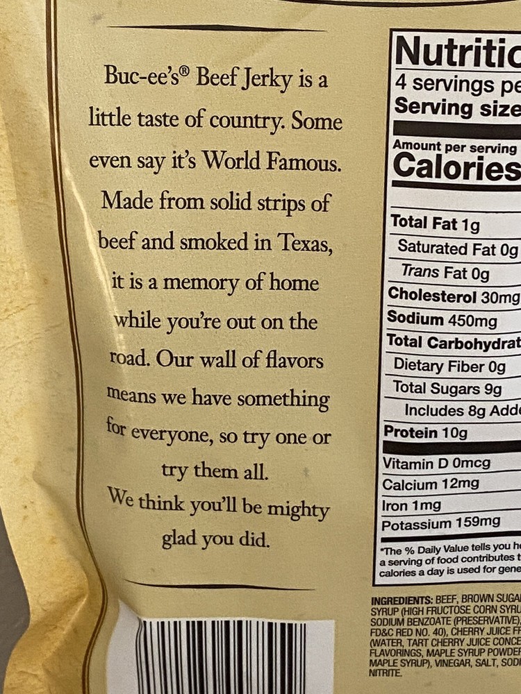 Bucees Cherry Maple Beef Jerky 4oz