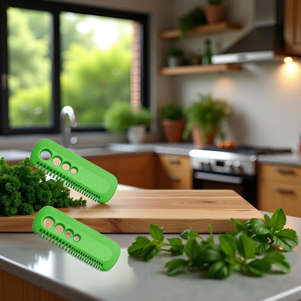 2Pcs Green Leaf Herb Stripper,Vegetable Herb Eliminator Comb Kitchen Herb Lea...
