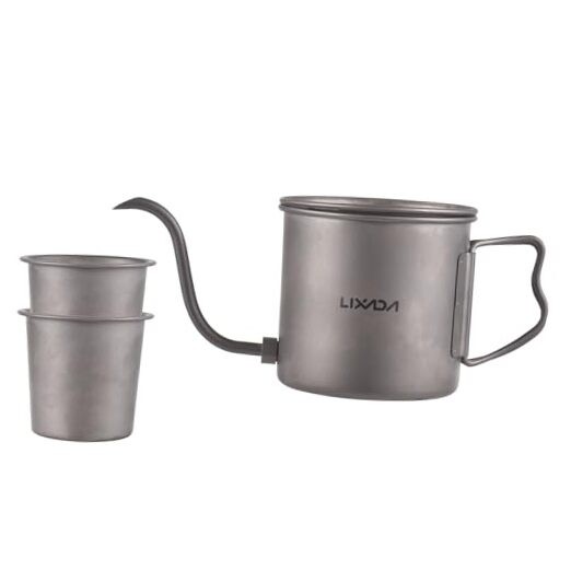 Camping Kettle Titanium Coffee Pot With Removable Kettle with 2 water cups