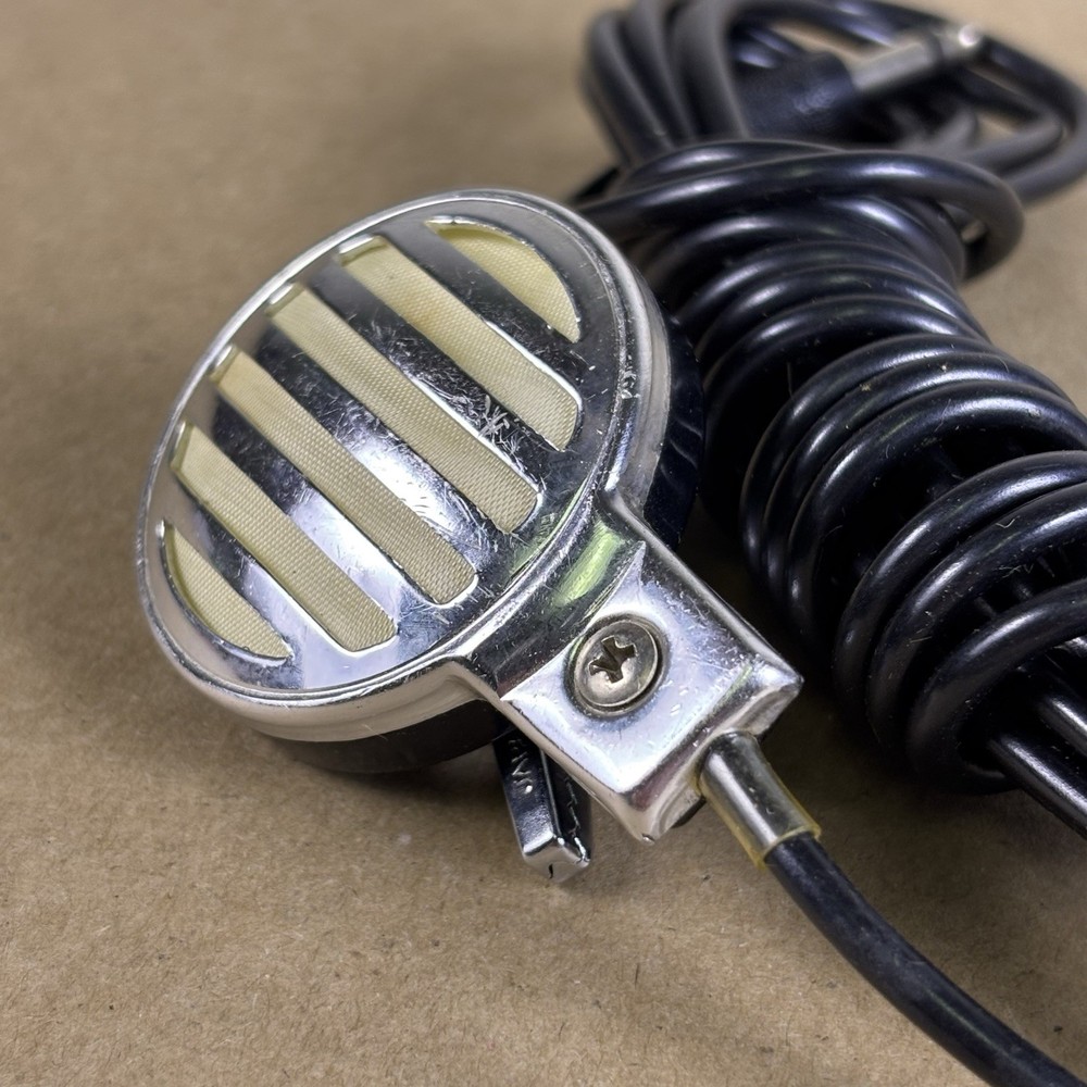 Vintage Chrome Communications Microphone Japan Coiled Cord & 1/4" Plug WORKS