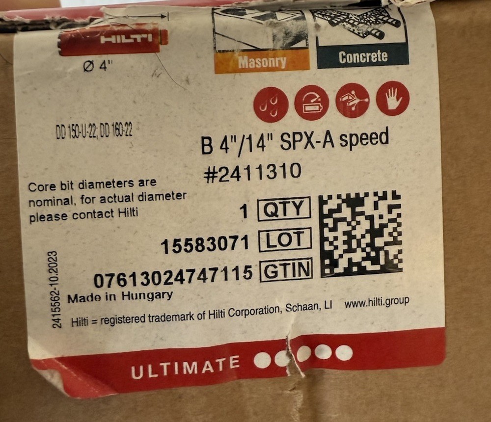 HILTI Diamond core drill bit 4"-14" SPX-A #2411310