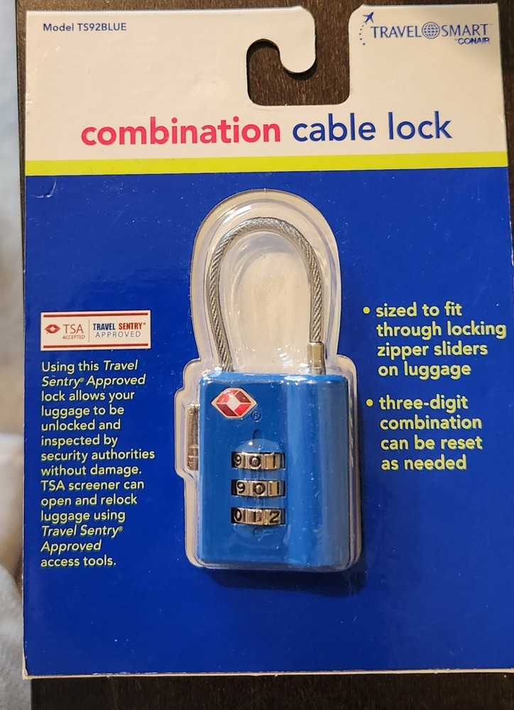 Travel Sentry Combination Cable Lock Model TS92BLUE NEW TSA Accepted