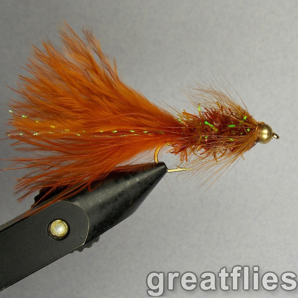 1 dozen (12) - Crystal Bugger - Brown - Bead Head