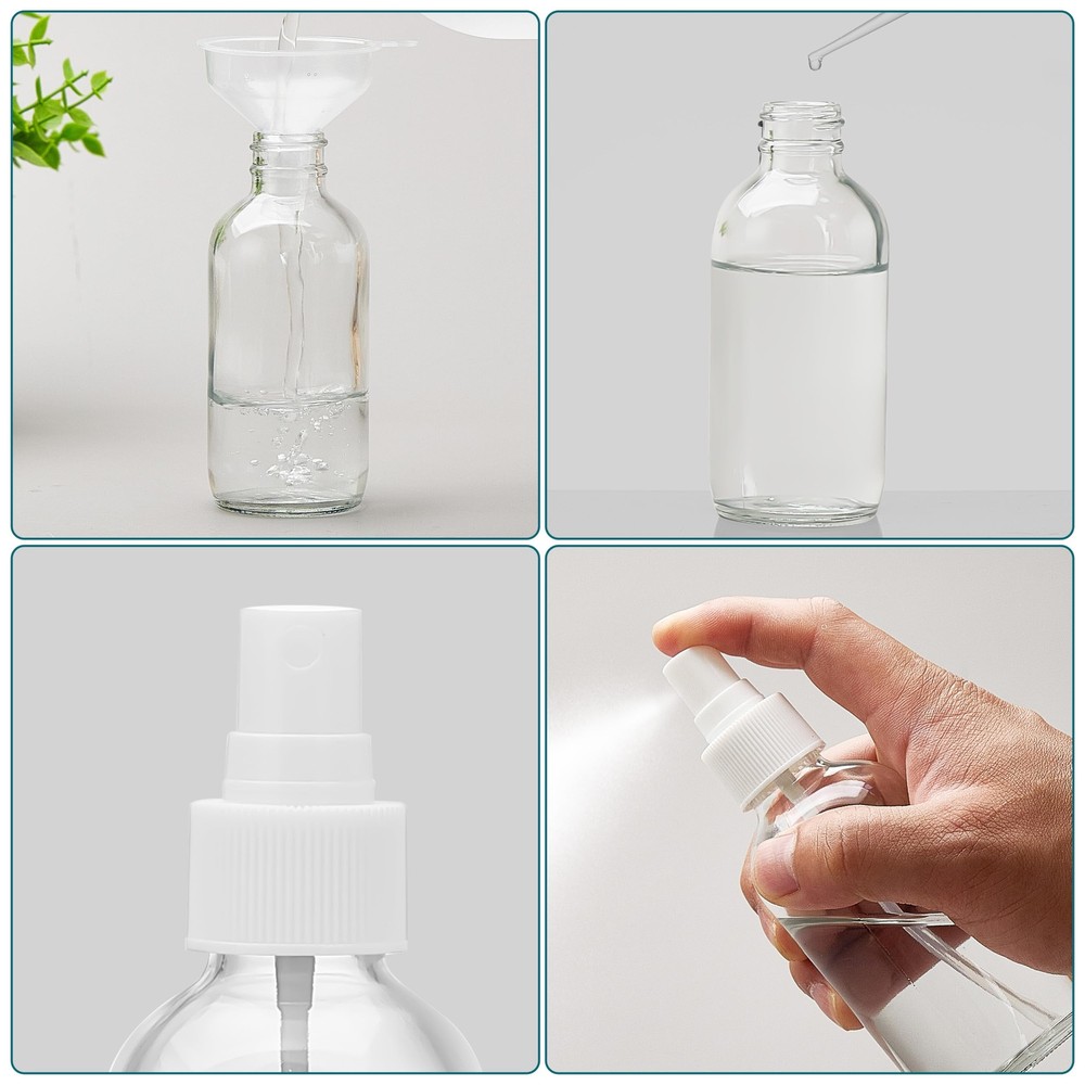 4 Pack 4oz Plastic Spray Bottles Reusable Empty Bottles for Essential Oils