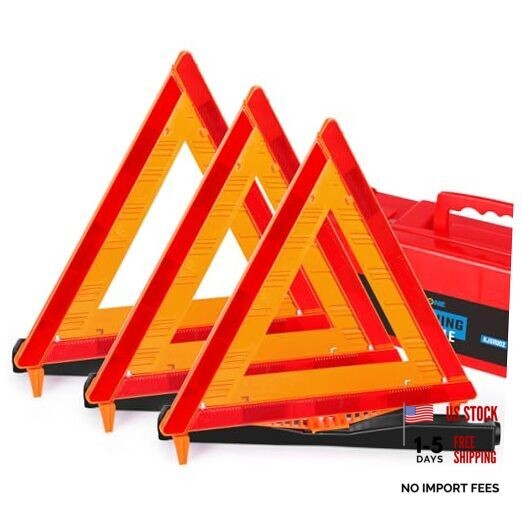 Safety Triangles DOT Approved, 3 Pack Foldable Warning Reflective 17inch