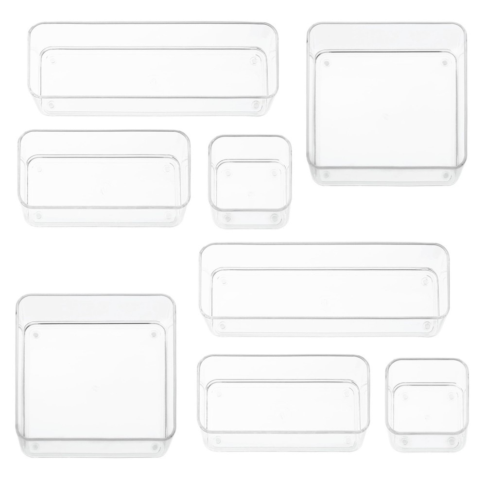 primebox Eight Piecs. Plastic Clear Drawer Organizers for Bathroom, Kitchen, ...
