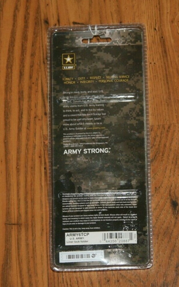 US ARMY LINER LOCK KNIFE PLAIN BLADE. Camo Handle - New