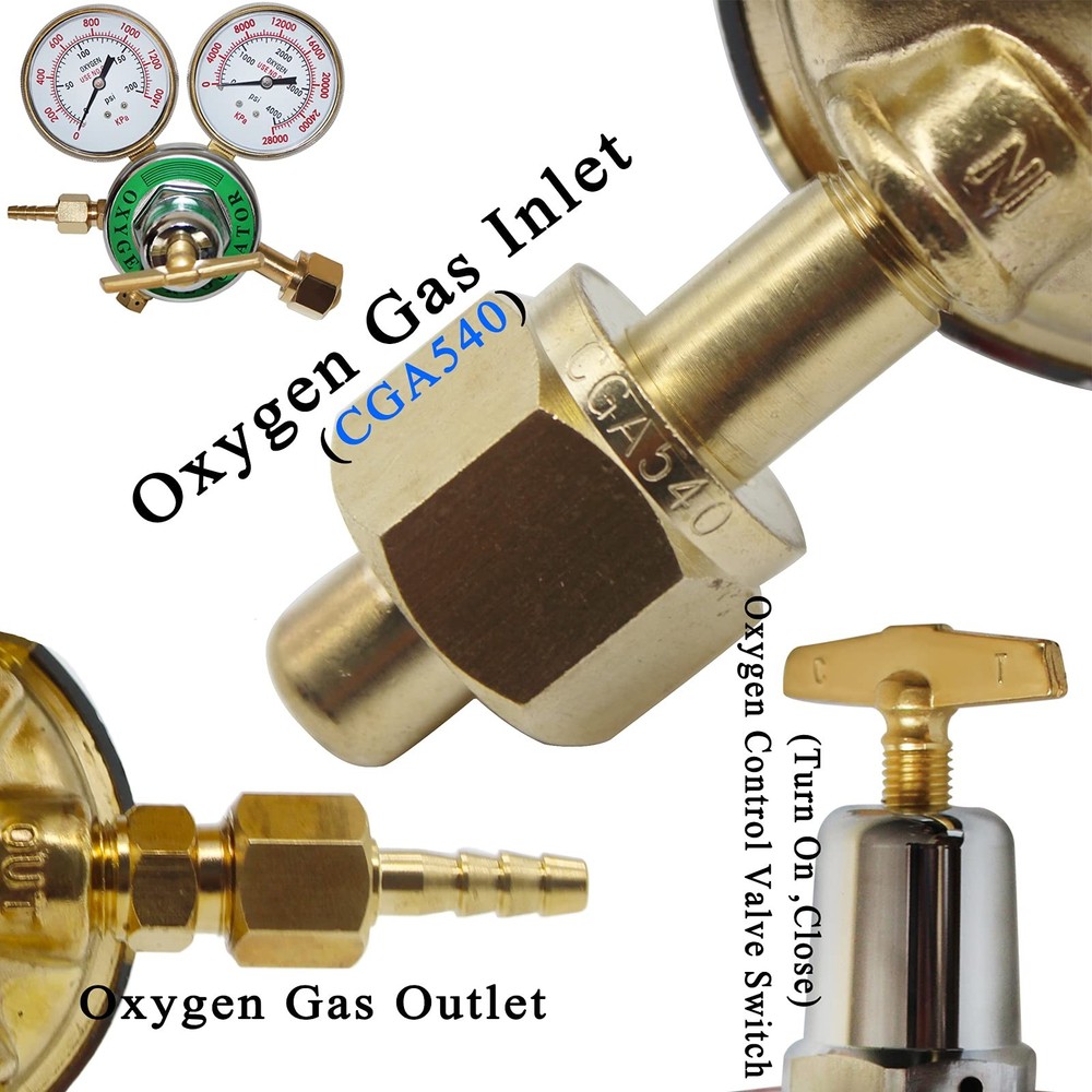 Heavy Duty Oxygen Regulator，Full Brass Torch Kit Oxygen Tank Regulator ，Large...