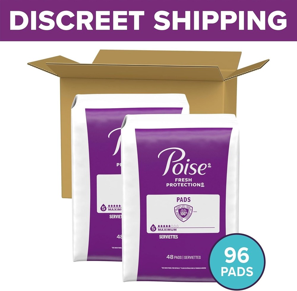 Incontinence & Postpartum Pads for Bladder Leaks, 5 Drop Maximum Absorbency, ...