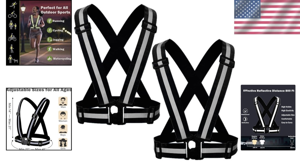 2-10 Pack Adjustable Reflective Vests - Essential Safety Gear for Night Exercise