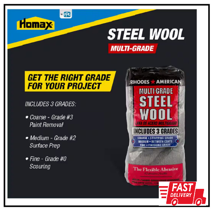 Assorted 12 Pad Grit Steel Wool